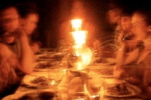 Blurred image of so many people sitting at the table
